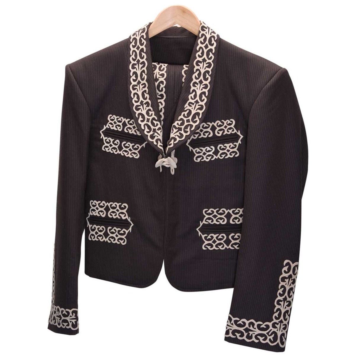 Traje de Charro de Lujo con Fino Bordado para Hombre Cafe con Beige WD-1040 - White Diamonds Boots