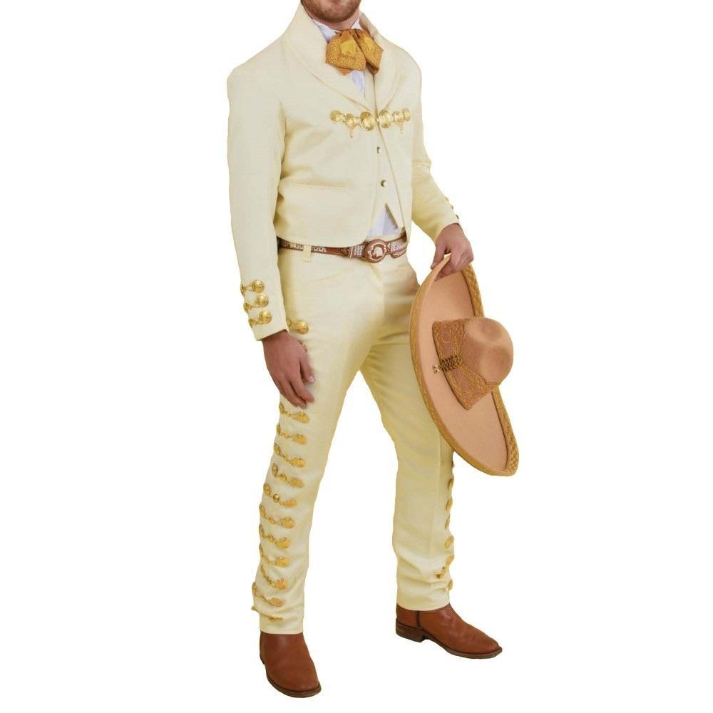 Traje de Charro para Hombre (TODO INCLUIDO) Blanco y Oro imp-72131 - Impormexico