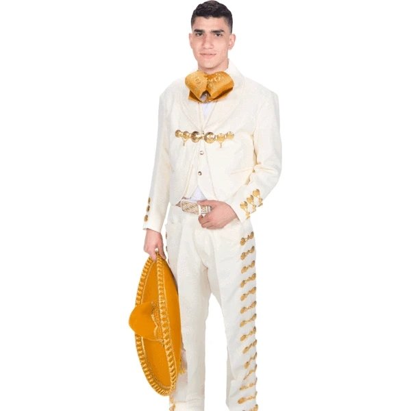 Traje de Charro para Hombre (TODO INCLUIDO) Blanco y Oro imp-72131 - Impormexico
