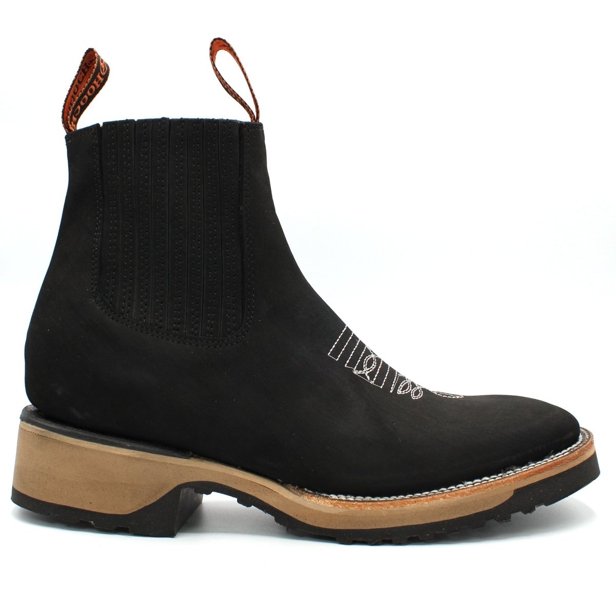Wide Square Toe Ankle Boots with Rubber Sole Hooch Black H42D2605 - Hooch Boots