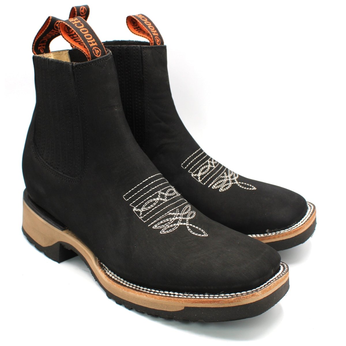 Wide Square Toe Ankle Boots with Rubber Sole Hooch Black H42D2605 - Hooch Boots