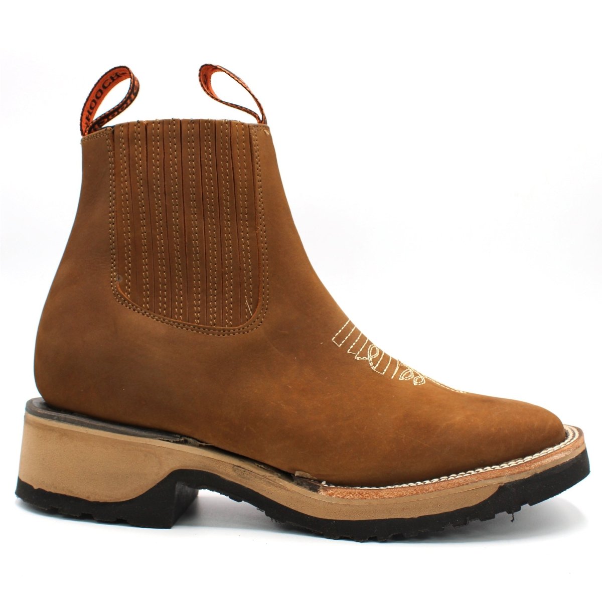Wide Square Toe Ankle Boots with Rubber Sole Hooch Tan H42D2631 - Hooch Boots
