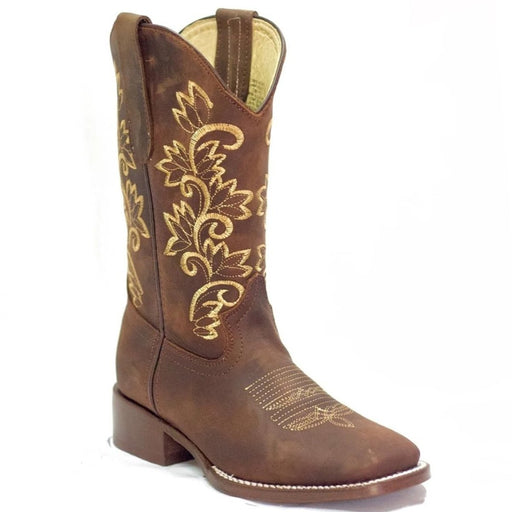 Women's Genuine Cowhide Leather Square Toe Boots Handmade Choco ROD-420 - Rodeo Imports