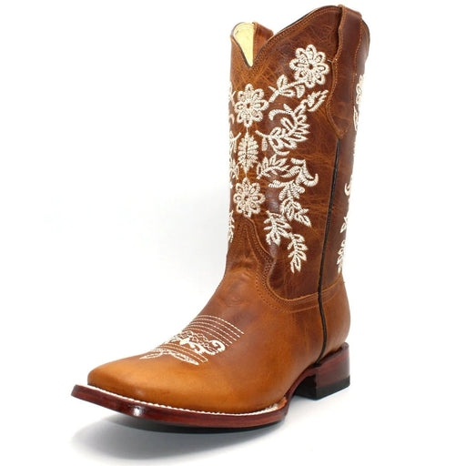 Women's Square Toe Leather Boots Honey H227251 - Hooch Boots