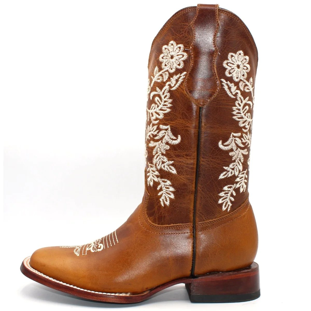 Women's Square Toe Leather Boots Honey H227251 - Hooch Boots