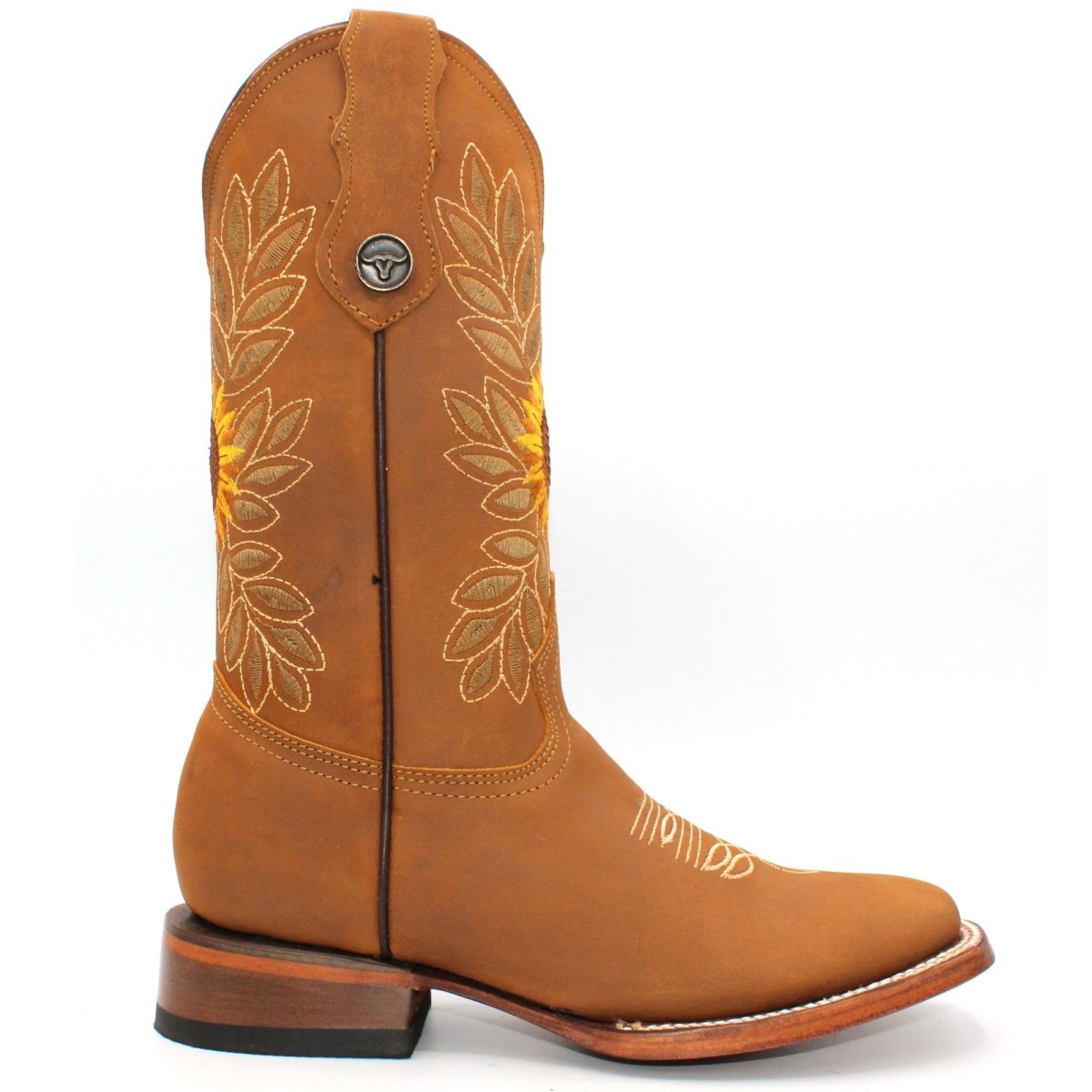 Women's Square Toe Leather Boots Honey H60131 - Hooch Boots