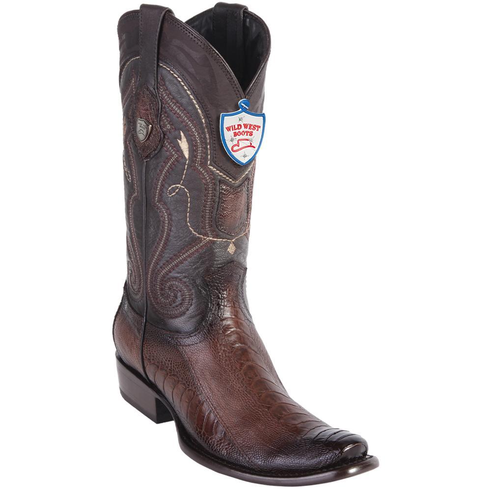 Original Ostrich Leg Boots Dubai Square Toe Faded Brown Color - Wild West Boots