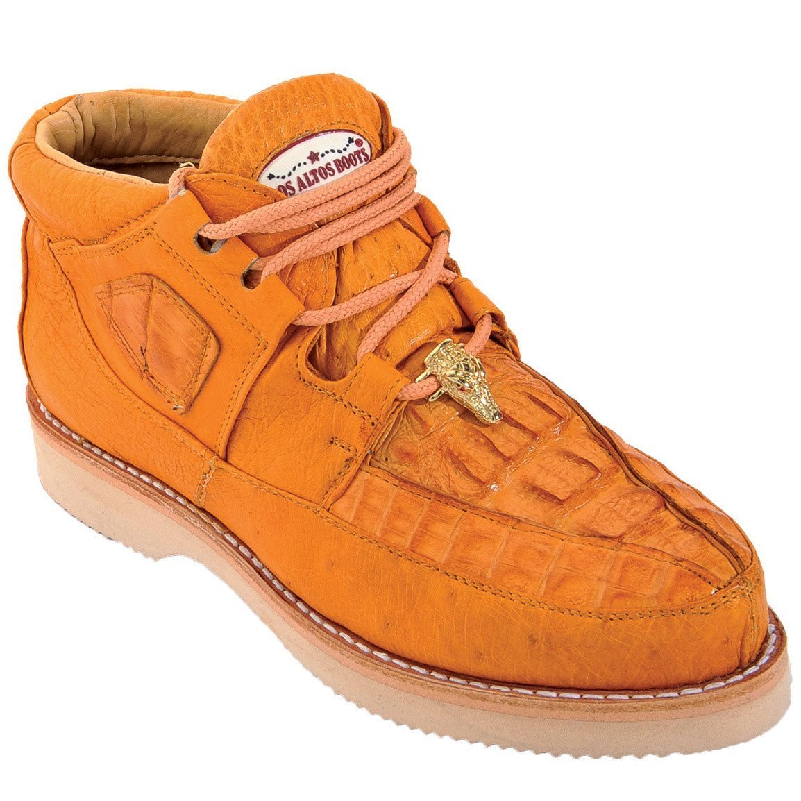Genuine Caiman Crocodile & Smooth Ostrich Casual Shoes Buttercup Color – Los Altos Boots – Side View