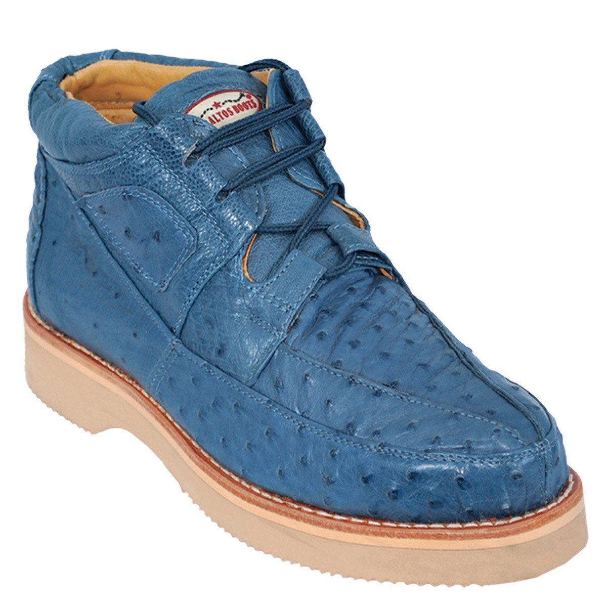 Casual Full Ostrich Shoe Blue Jean Color - Los Altos Boots Side View