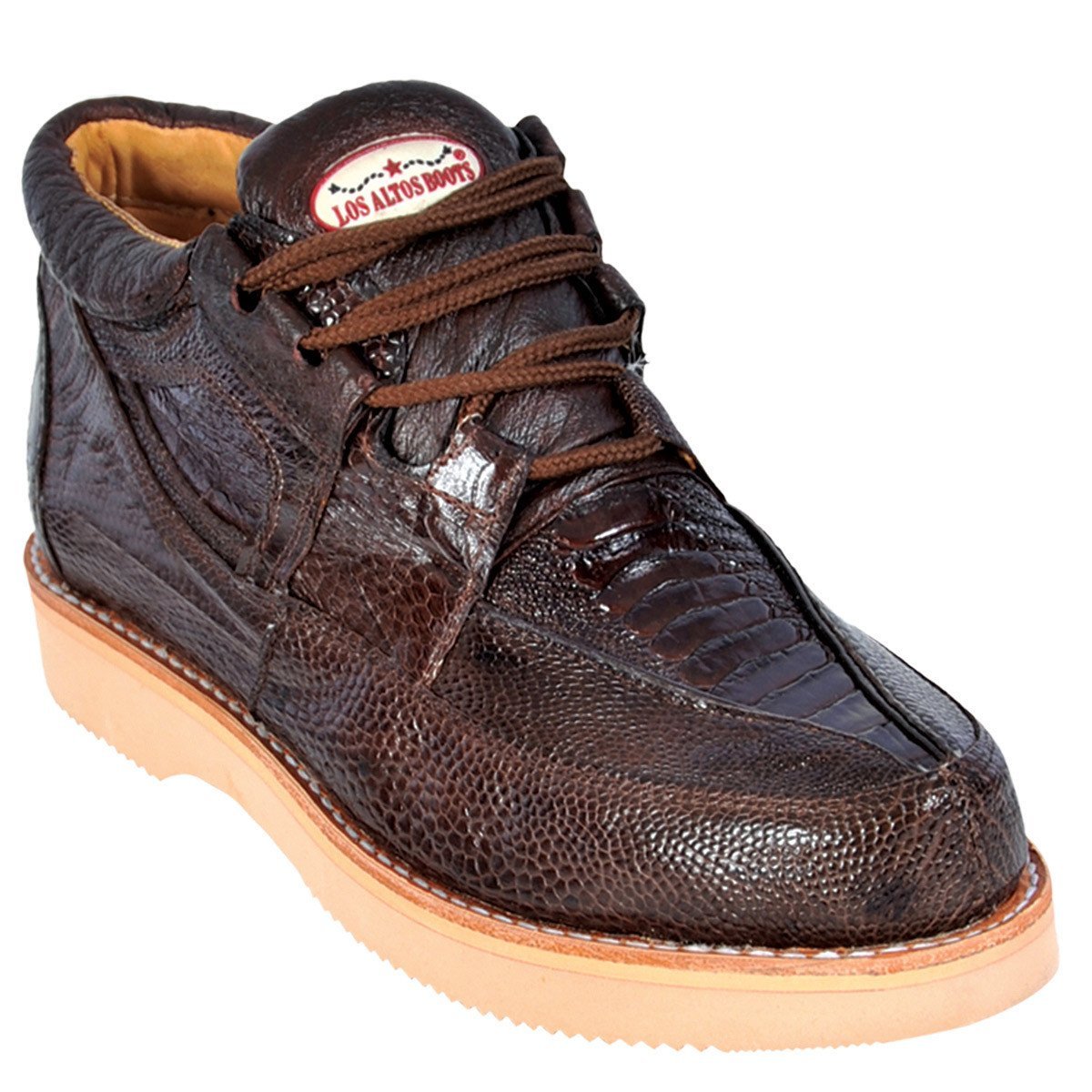 Genuine Full Ostrich Leg Casual Shoes Brown Color – Los Altos Boots – Side View