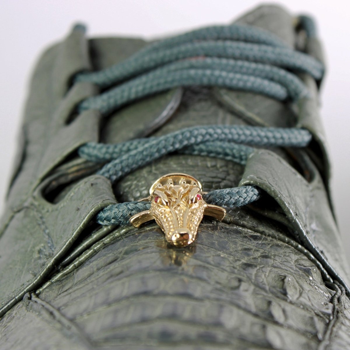 Genuine Caiman Crocodile & Ostrich Casual Shoes Gray Color – Los Altos Boots – Front View