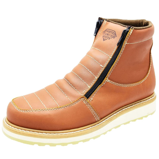 Zapatos de Trabajo Cuero Original con Doble Zipper Color Miel WD-448 - White Diamonds Boots
