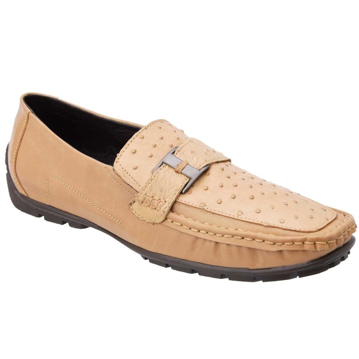 Zapatos Mocasines de Avestruz Original Color Arena White Diamonds - White Diamonds Boots