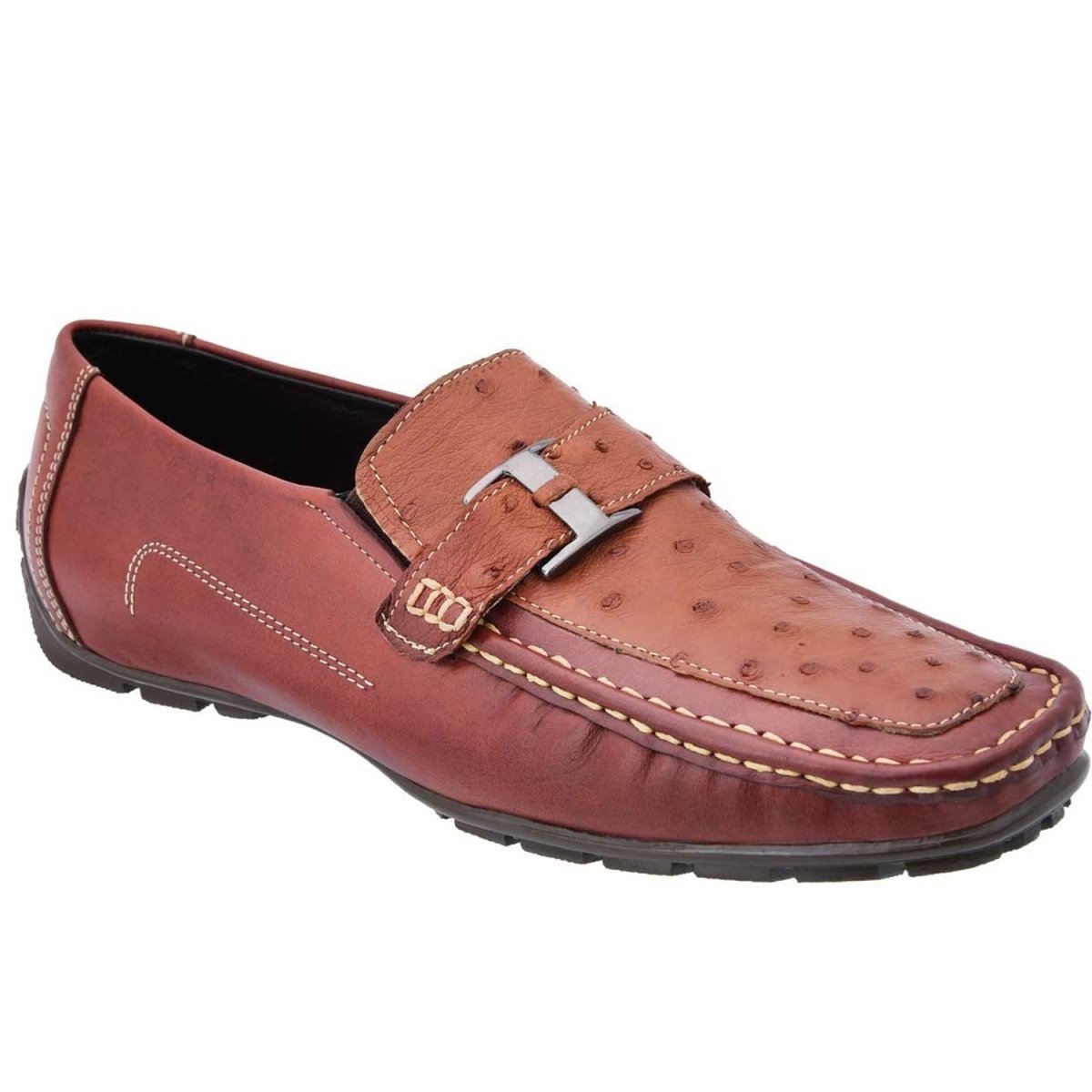 Zapatos Mocasines de Avestruz Original Color Cognac White Diamonds - White Diamonds Boots