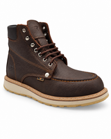 Zapato de trabajo de 6" para hombre punta moc suave de piel genuina color chocolate con suela de hule antiderrapante resistente a aceite Hooch Boots H80194 vista tres cuartos