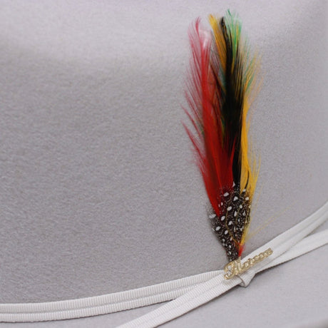 20X Morcon Felt Hat Sinaloa Style with Feathers - Platinum Grey - Rodeo Durango