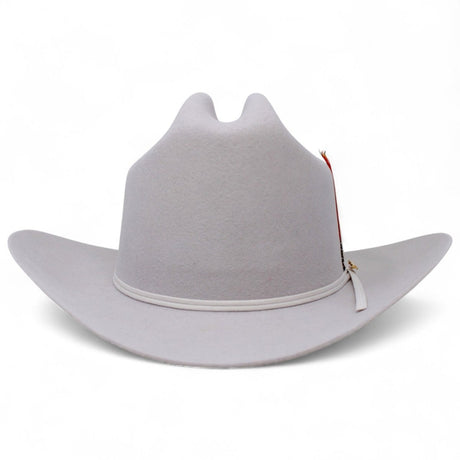 20X Morcon Felt Hat Sinaloa Style with Feathers - Platinum Grey - Rodeo Durango