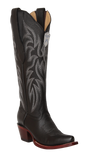 Wild West Women's Genuine Grisly Leather Snip Toe Tall Boot - Black - Side View