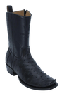 Wild West Men's Ostrich Skin Snip Toe Dubai Short Boot - Black - Side View