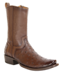 Wild West Men's Ostrich Skin Snip Toe Dubai Short Boot - Faded Brown - Side View