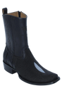 Wild West Men's Stingray Skin Snip Toe Dubai Short Boot - Black Single Stone - Side View