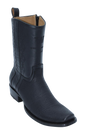 Wild West Men's Bull Shoulder Leather Snip Toe Dubai Short Boot - Black - Side View