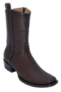 Botas Cortas Dubai de Piel de Cuello de Toro Original Punta Recortada Wild West Boots - Cafe - Side View