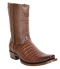 Wild West Men's Caiman Belly Skin Snip Toe Dubai Short Boot - Faded Brown