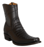 Wild West Men's Caiman Belly and Genuine Leather Skin European Square Toe Short Boot - Black - Side View