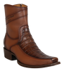 Botas Cortas de Panza de Caiman y Piel Original Punta Cuadrada Europea Wild West Boots - Cafe Difuminado