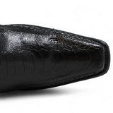 Western Genuine Ostrich Leg r European Toe Boots Black Color - Wild West Boots - Toe View 