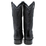 Western Genuine Ostrich Leg European Toe Boots Black Color - Wild West Boots - Pair Back View 