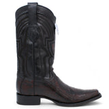 Western Genuine Ostrich Leg European Toe Boots Black Cherry Color - Wild West Boots - Right Side View 
