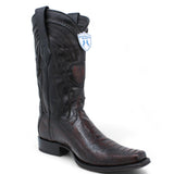 Western Genuine Ostrich Leg European Toe Boots Black Cherry Color - Wild West Boots - Side View 
