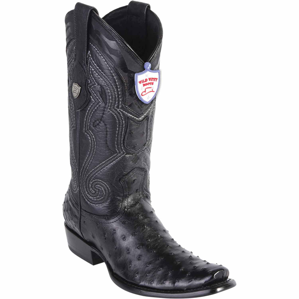 Western Original Ostrich Boots Dubai Square Toe Black Color - Wild West Boots side