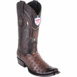 Western Original Ostrich Boots Dubai Square Toe Faded Brown Color - Wild West Boots side