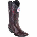 Western Original Ostrich Boots Dubai Square Toe Black Cherry Color - Wild West Boots side