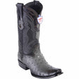 Western Original Ostrich Boots Dubai Square Toe Faded Gray Color - Wild West Boots side