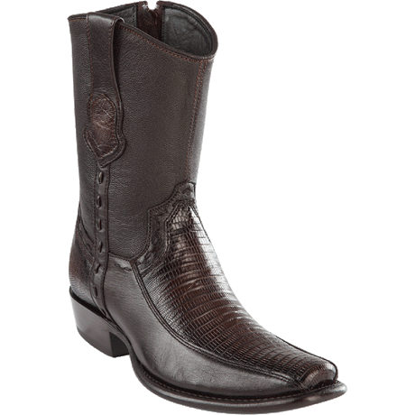 Original Lizard an Deer Short Boots Dubai Square Toe Faded Brown Color - Wild West Boots