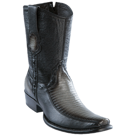 Original Lizard an Deer Short Boots Dubai Square Toe Faded Gray Color - Wild West Boots