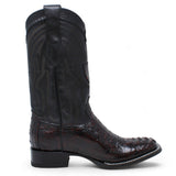 Genuine Crocodile Caiman Hornback Wide Square Toe Boots Black Chaerry Color - Wild West Boots right side