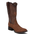Western Nobuck Square Rodeo Toe Cowboy Boots Brown Color - Wild West Boots - Side View