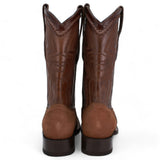 Western Nobuck Square Rodeo Toe Cowboy Boots Brown Color - Wild West Boots - Pair Back View