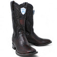 Wester Genuine Lizard Wide Square Toe Boots Black Cherry Color - Wild West Boots - Side View