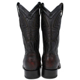 Wester Genuine Lizard Wide Square Toe Boots Black Cherry Color - Wild West Boots - Back View