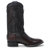 Wester Genuine Lizard Wide Square Toe Boots Black Cherry Color - Wild West Boots - Right Side View
