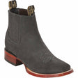 Genuine Suede Square Toe Ankle Boots Gray Color - Wild West Boots - Side View 