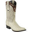 Wester Genuine Caiman Tail 3X Toe Boots Winter White Color- Wild West Boots - SIde View 