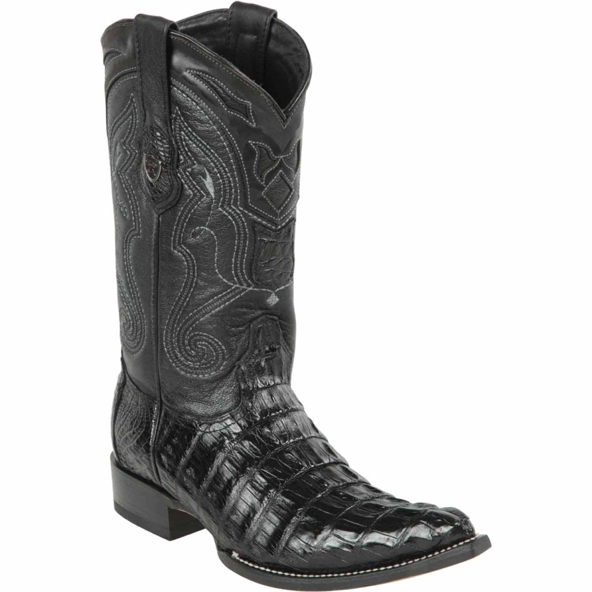 Wester Genuine Caiman Tail 3X Toe Boots Black  Color- Wild West Boots - SIde View 