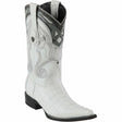 Western Genuine Caiman Tail 3X Toe Boots White Color- Wild West Boots - SIde View 